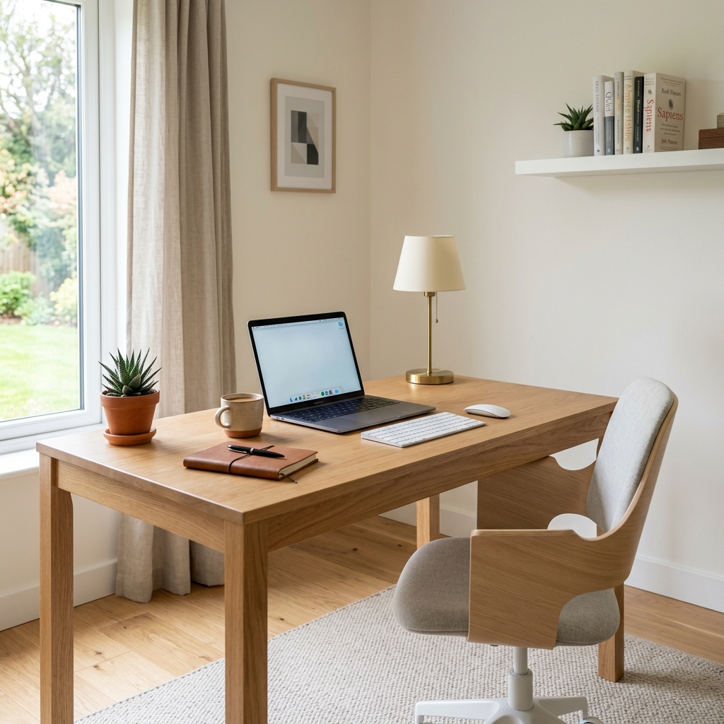 A clean, quiet home workspace